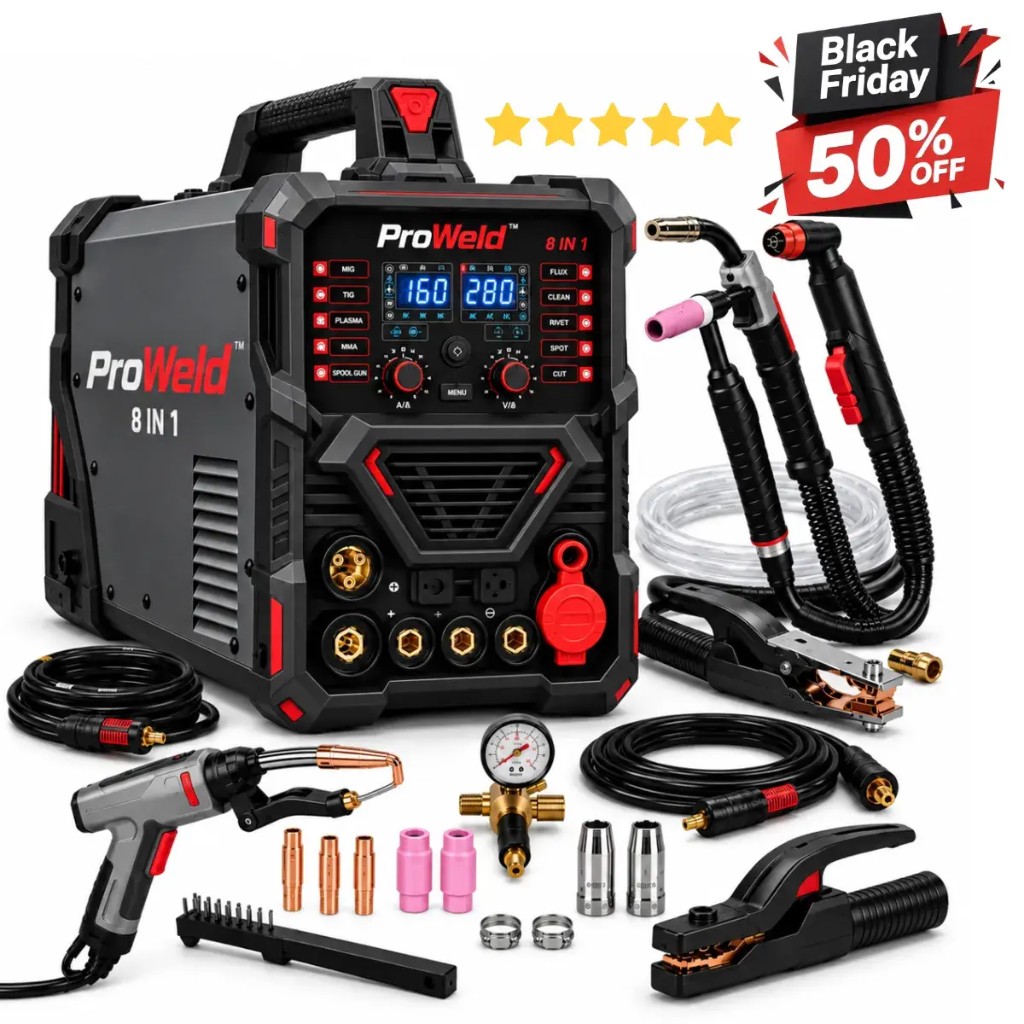 ProWeld 8 in 1 — portable AI multi-function welder with flux wire and 220 V power